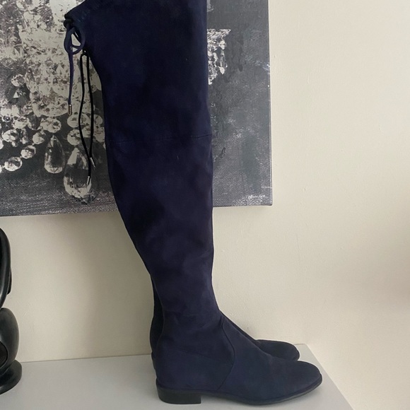 Marc Fisher Humor Blue Suede over the knee boots - Picture 2 of 14